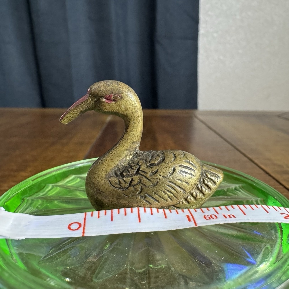Vintage Miniature 1.5 inches Long‎ Solid Brass Swan Figurine